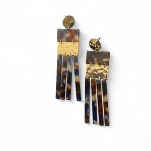 Serena Gold and Blue Dangle Earrings Detail Designed in the USA